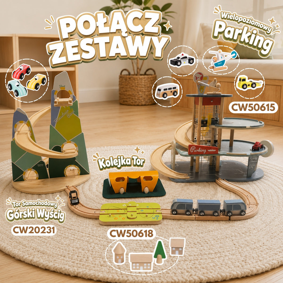 CLASSIC WORLD Drewniany Tor Samochodowy "Górski Wyścig"