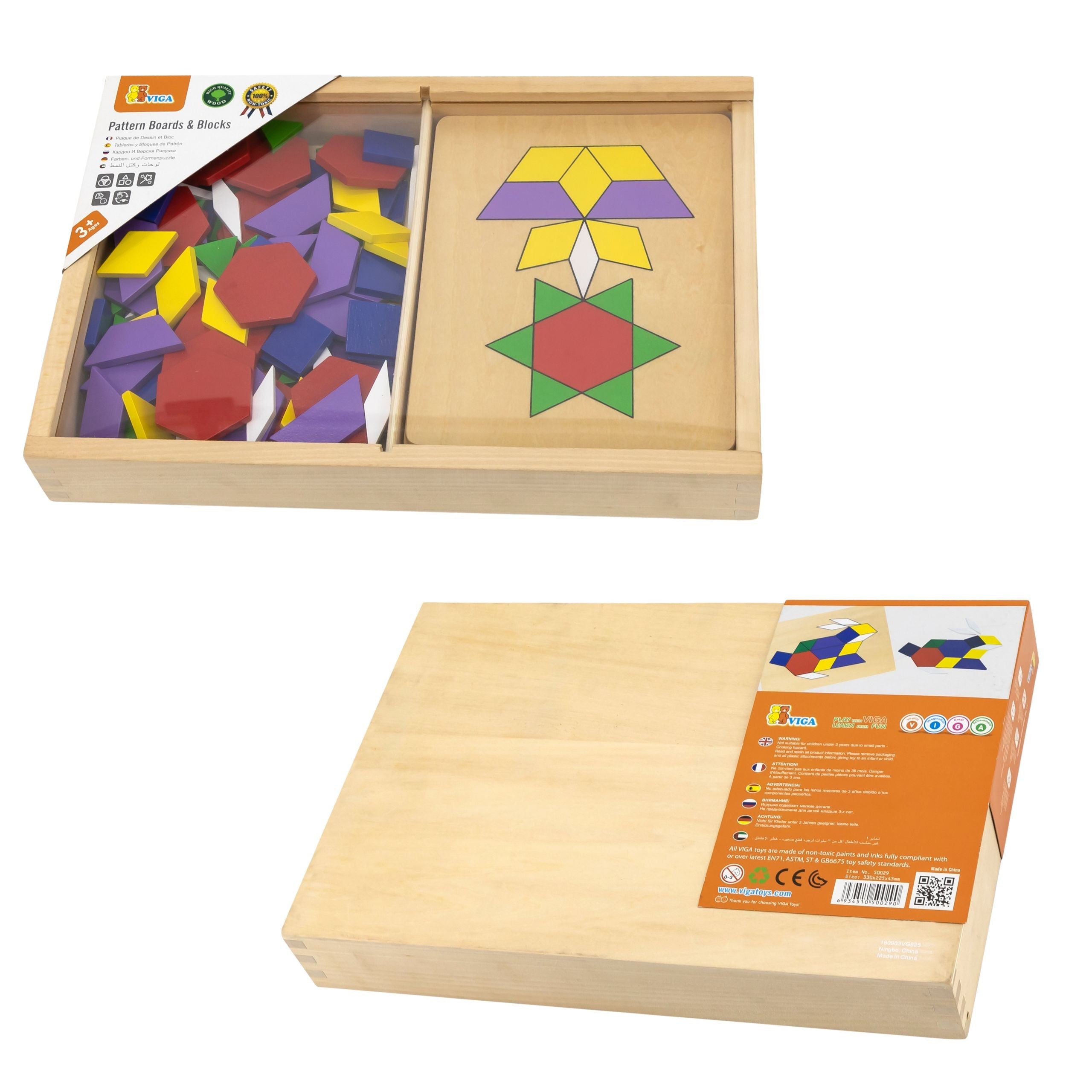 VIGA Drewniana Mozaika Geometryczna Klocki Dienesa Układanka Logiczna Montessori148 el