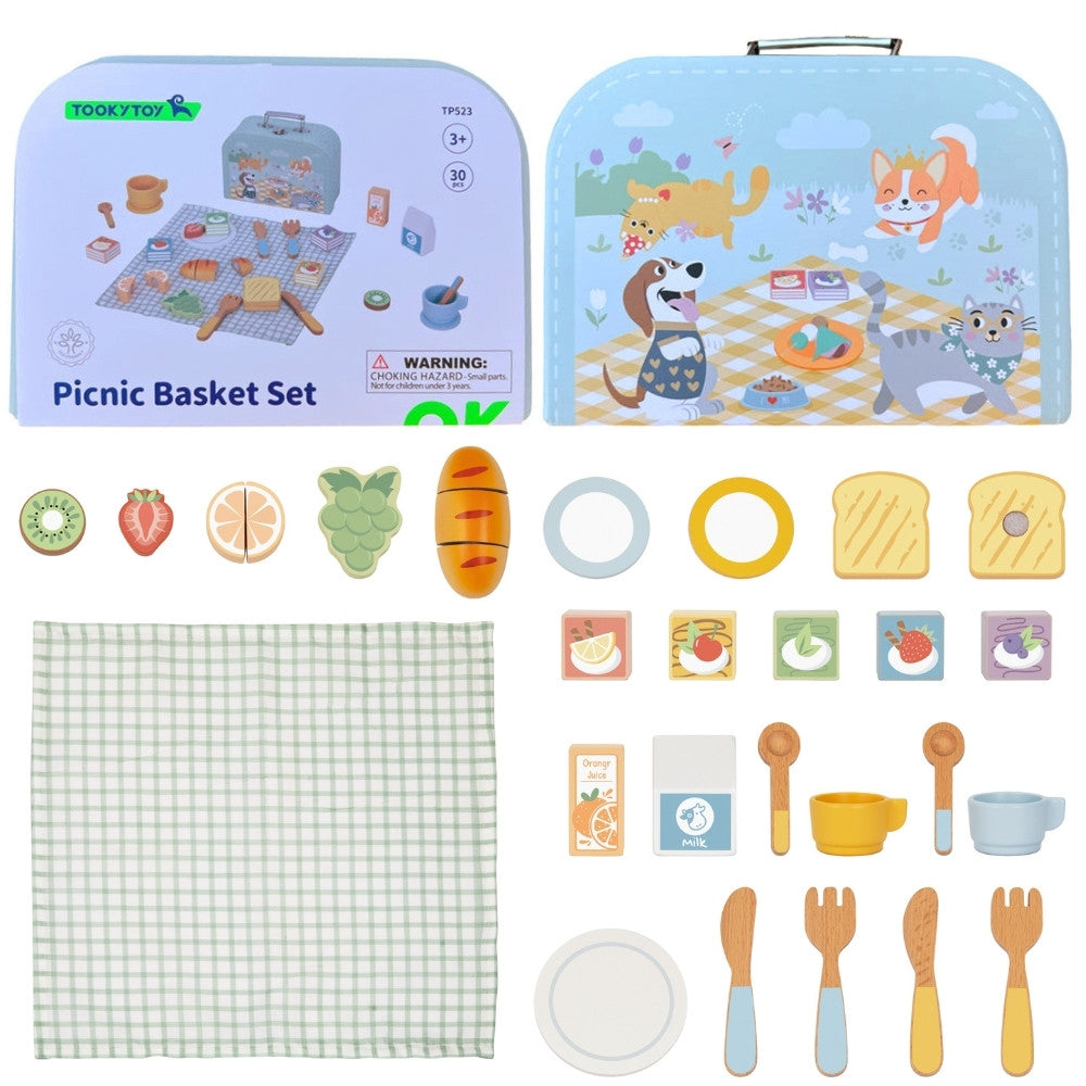 TOOKY TOY Zestaw Piknikowy Jedzenie Do Krojenia Na Rzepy Zestaw Śniadaniowy