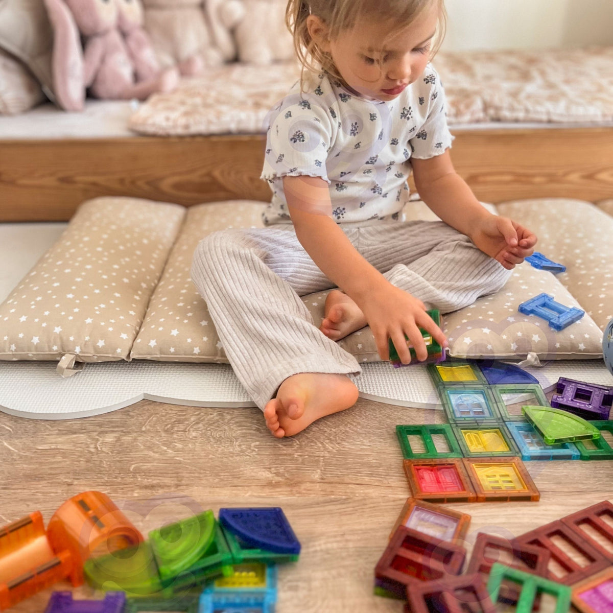 WOOPIE Klocki Magnetyczne Konstrukcyjne 3D Zestaw Edukacyjny Zamek 100el.