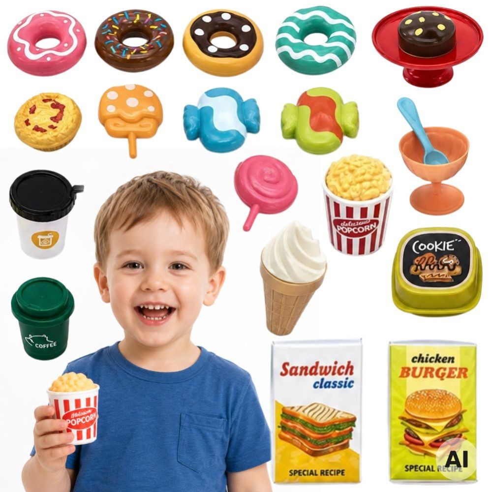 WOOPIE Zestaw Słodyczy Desery Lody do Zabawy w Kawiarnię Sklep 30el