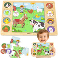 VIGA Drewniane Puzzle Odgadnij Po Cieniu - Farma Układanka 17 el.