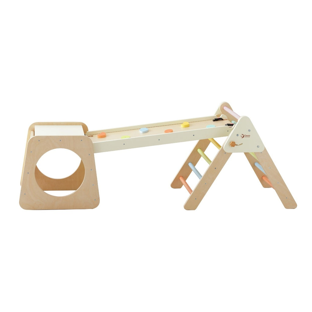CLASSIC WORLD Drewniany Zestaw Wspinaczkowy Trójkąt Montessori 5w1 - Plac Zabaw Siłownia Indoor dla Dzieci