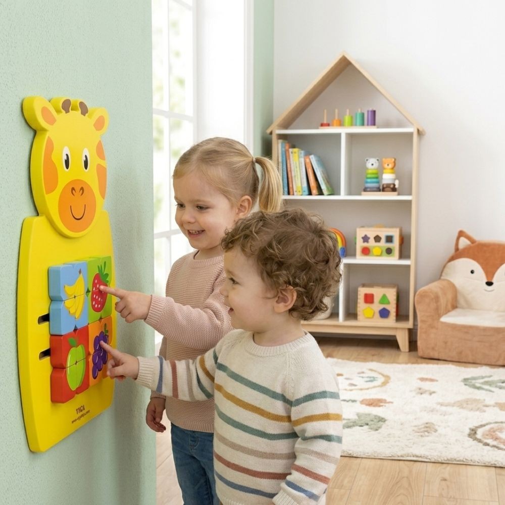 VIGA Drewniana Tablica Manipulacyjna Żyrafka Certyfikat FSC Montessori