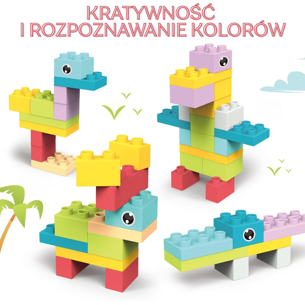 WOOPIE Miękkie Klocki Konstrukcyjne Pastelowe Zwierzątka 86 el.