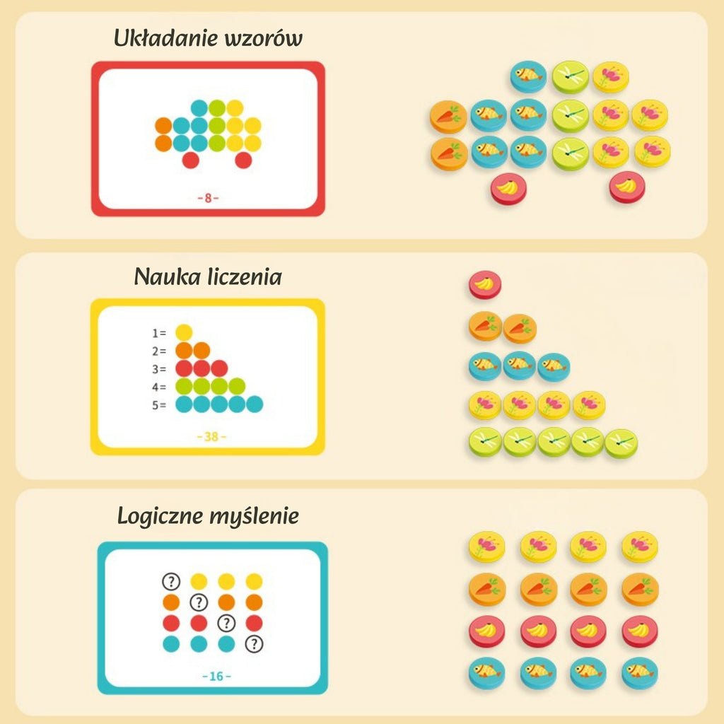 WOOPIE Tęczowe Pojemniki Nauka Liczenia Sorter Kolorów Zabawka Edukacyjna