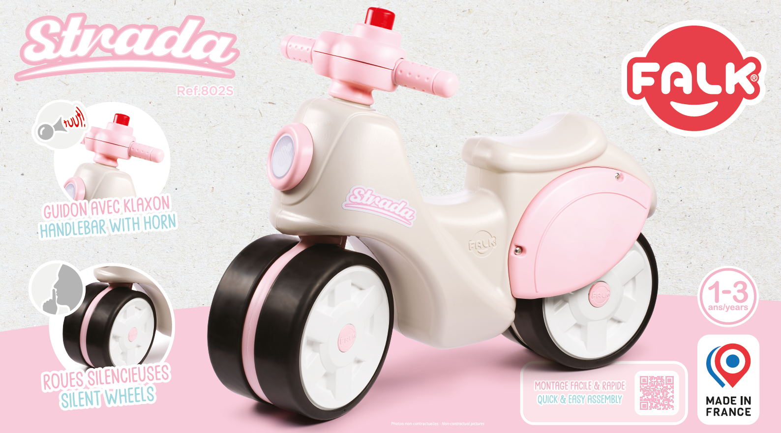FALK  Jeździk Scooter Strada Retro Dla Dziewczynki Ciche Opony od 1 Roku