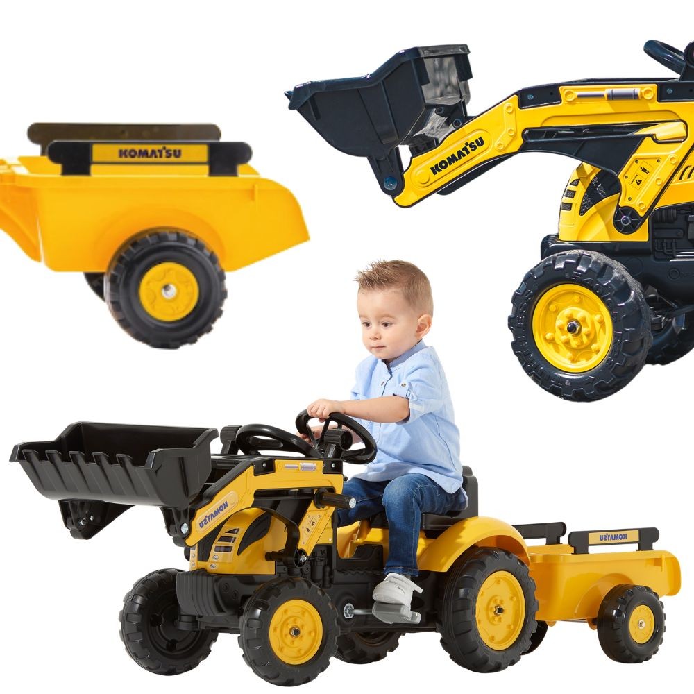 FALK Traktor na Pedały Koparka Komatsu z Przyczepą i Łyżką 2-5 Lat