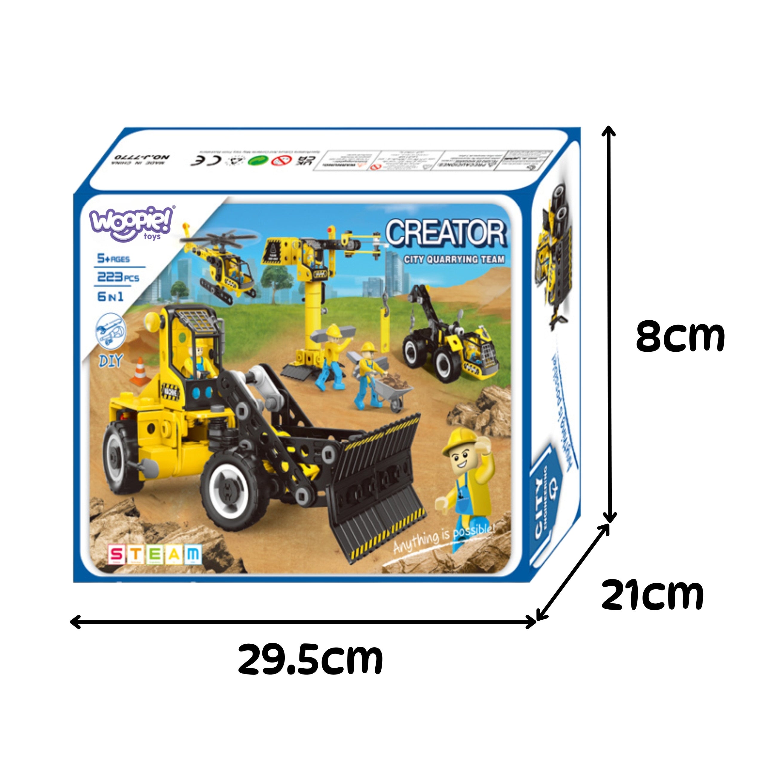 WOOPIE Zestaw Konstrukcyjny Pojazdy Budowlane STEAM 6w1 223 el.