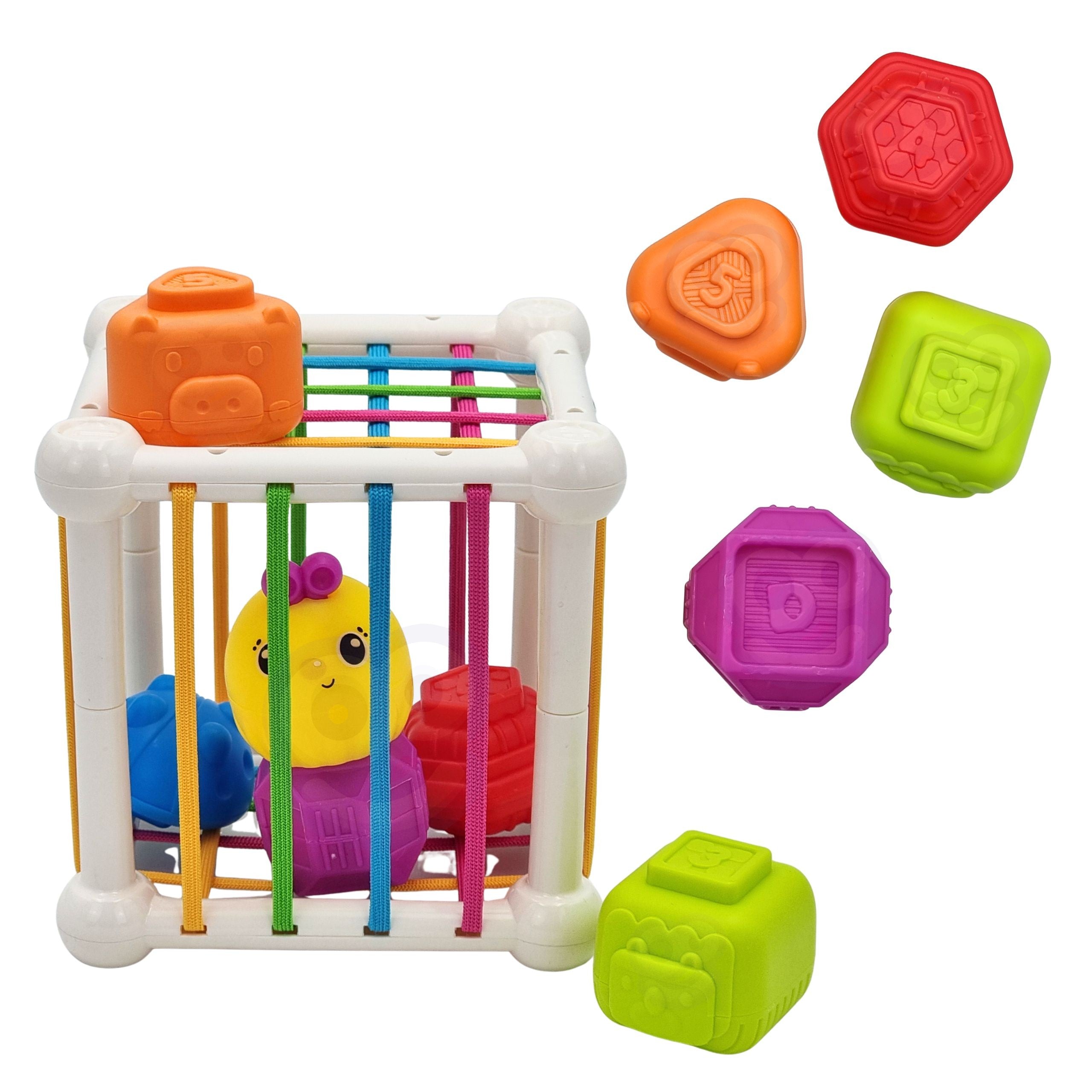 WOOPIE BABY Elastyczna Kostka Sensoryczna Sorter dla Dzieci Zwierzątka + Grzechotka 7 el.