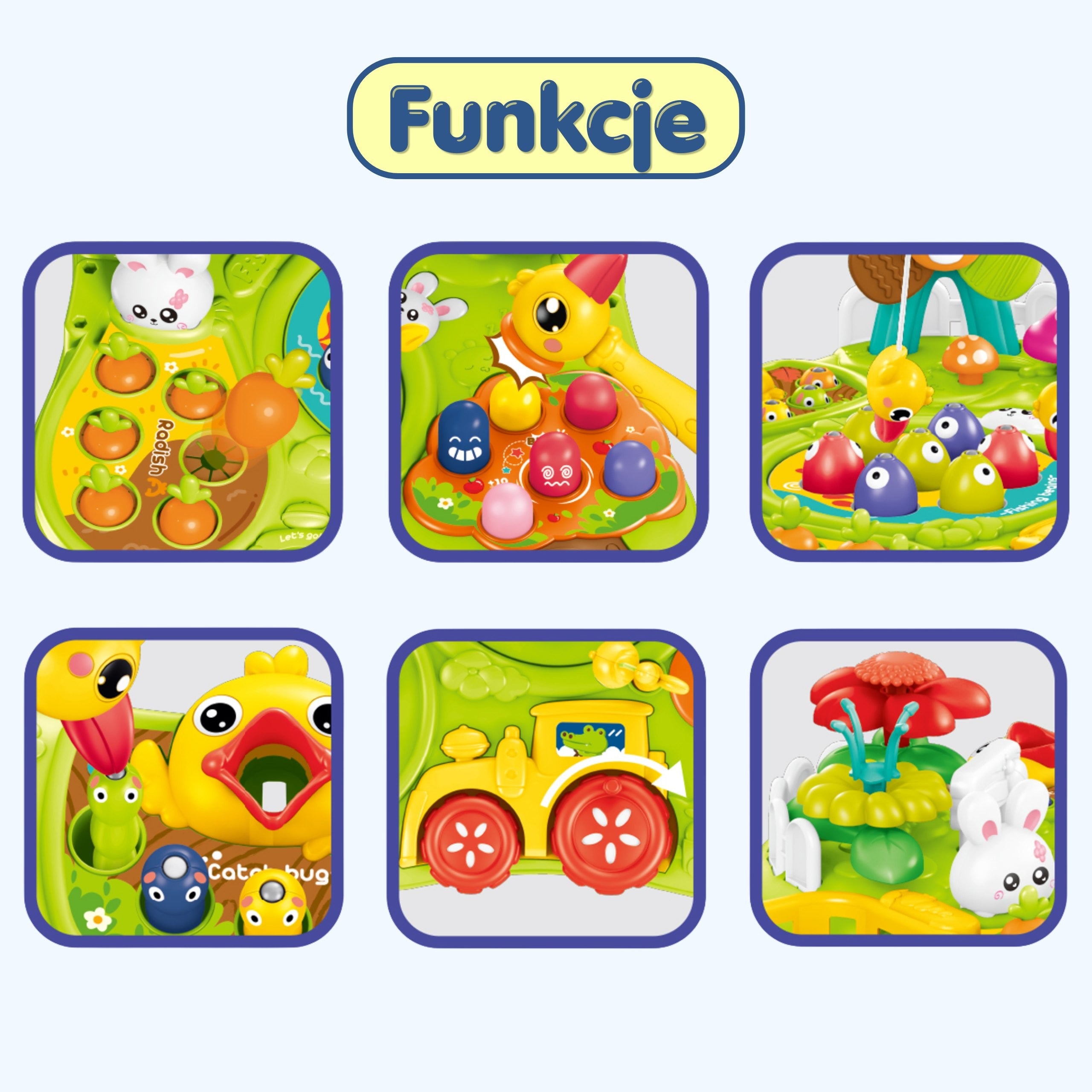 WOOPIE BABY Stolik Edukacyjny Interaktywny 2w1 Gra Łowienie Rybek Młotek Sorter Dźwięk Światło