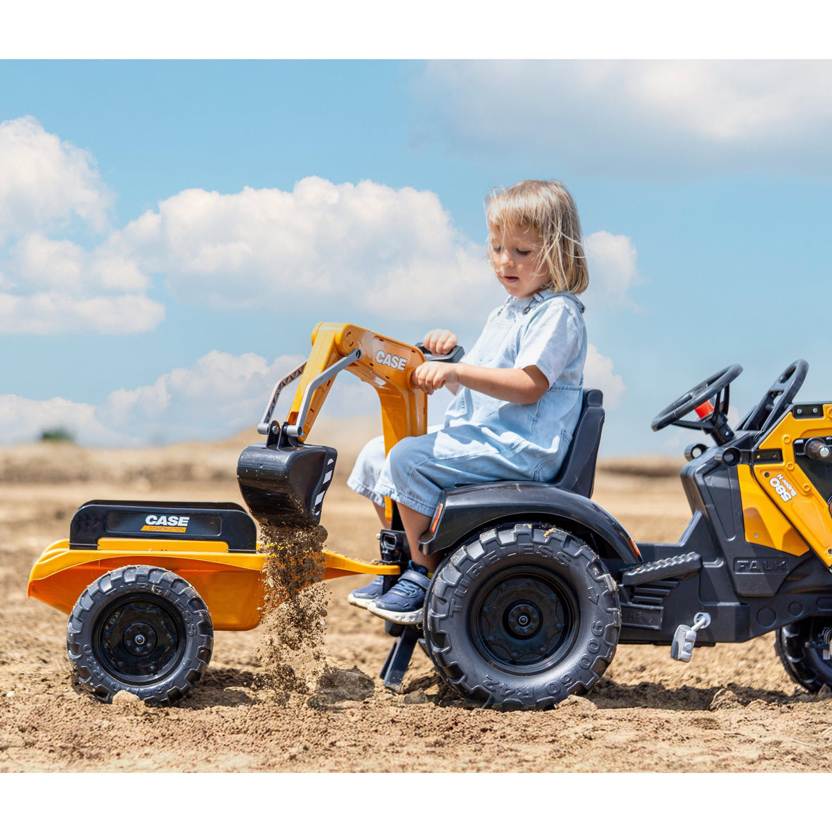 FALK Traktor na Pedały Case CE z Koparką Ładowarką i Przyczepą 3-7 lat