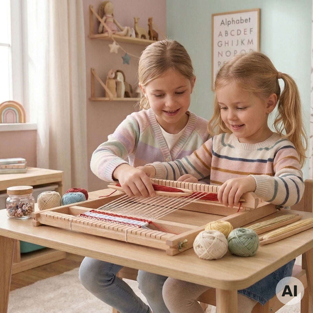VIGA Drewniane Krosno Warsztat Tkacki Zestaw do tkania Montessori