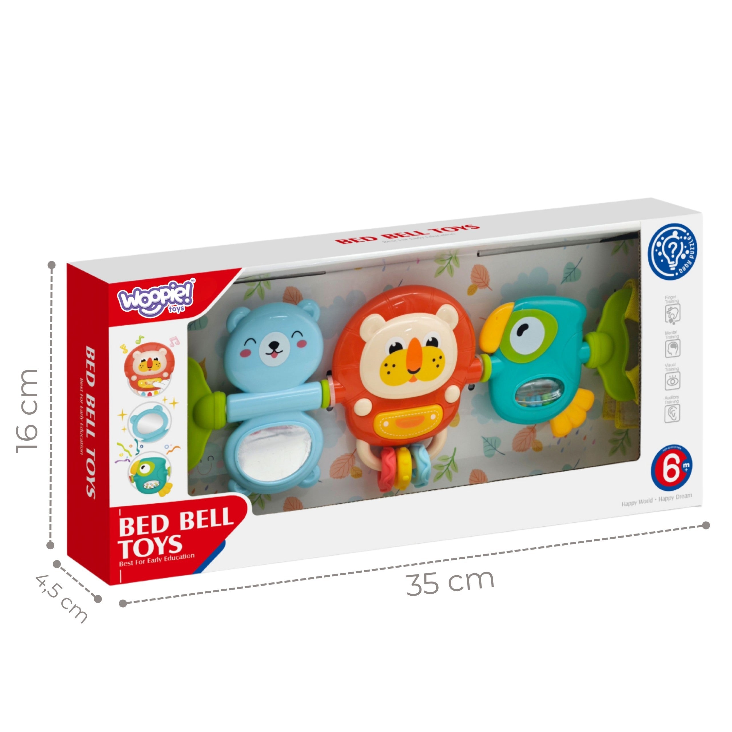 WOOPIE BABY Zawieszka Wózka Łóżeczka Sensoryczna Grająca Grzechotka Lusterko 6m+