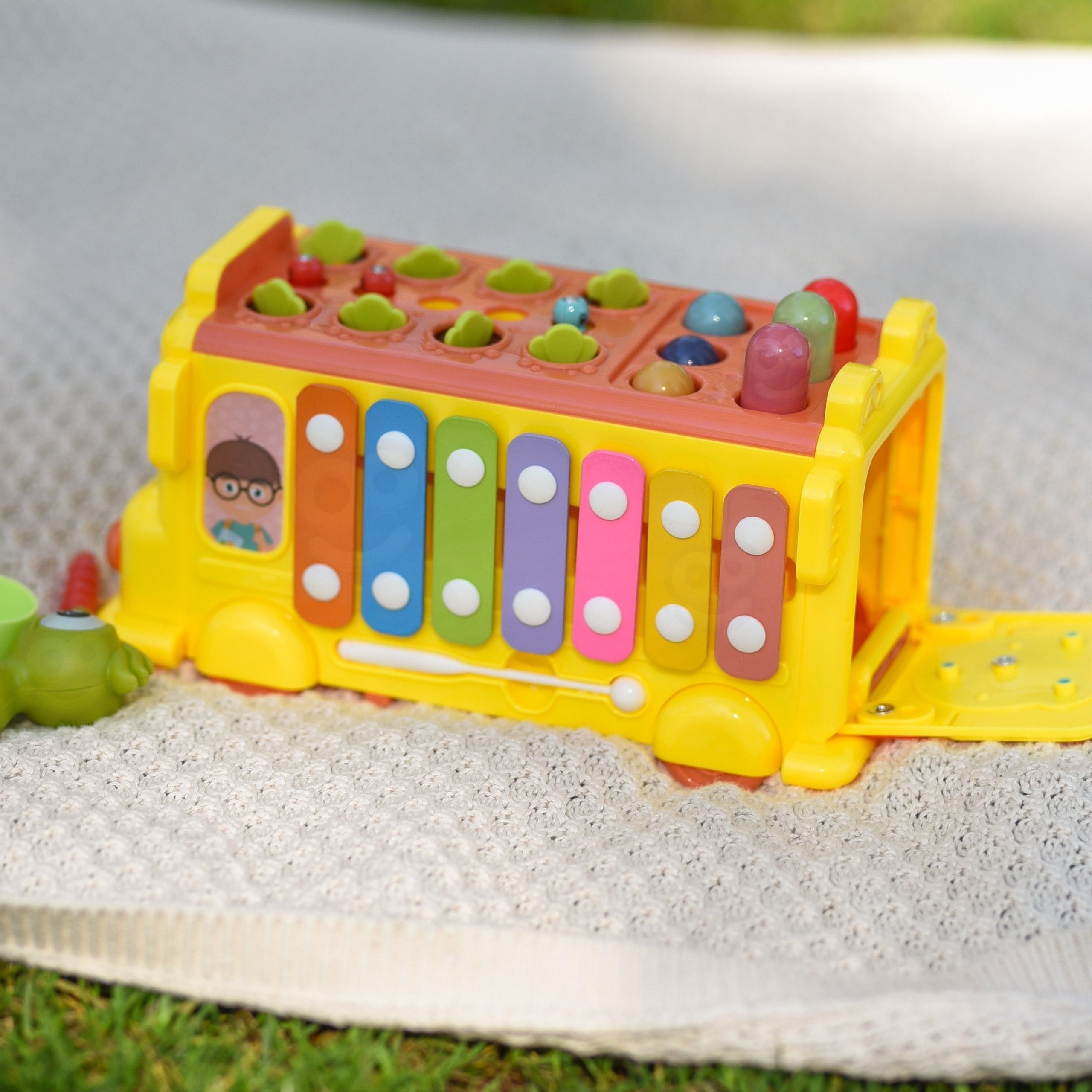 WOOPIE BABY Interaktywny Autobus Montessori Edukacyjny 6w1 Młoteczek Cymbałki +18 m