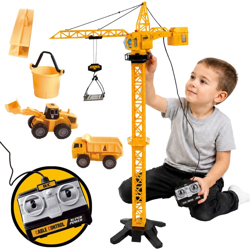 WOOPIE Dźwig Żuraw Zdalnie Sterowany 103 cm R/C Ciężarówka Koparka  + 4 Akc.