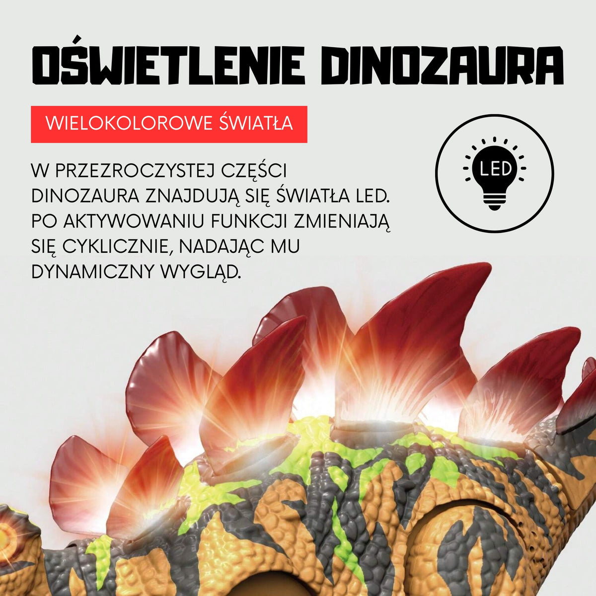 Woopie Dinozaur Zdalnie Sterowany RC Stegozaur Światło Dźwięk