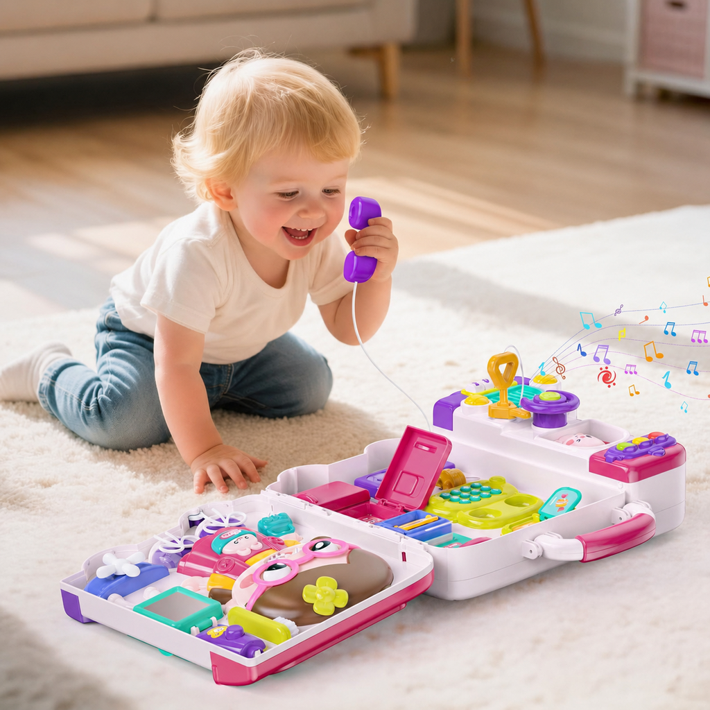 WOOPIE BABY Interaktywna Tablica Manipulacyjna Busy Car Walizka 3w1 Dźwięk Światło