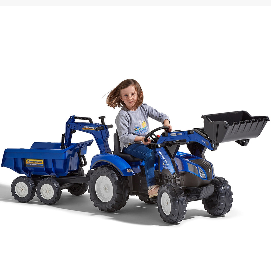 FALK Traktor na Pedały New Holland T8 z Koparką i Przyczepą 3-7 lat