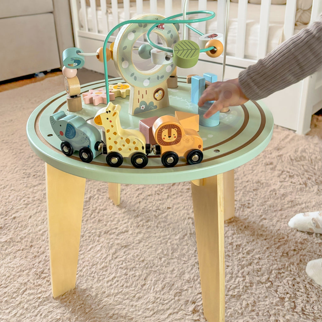 TOOKY TOY Drewniany Stół Aktywności Montessori Pętla Motoryczna