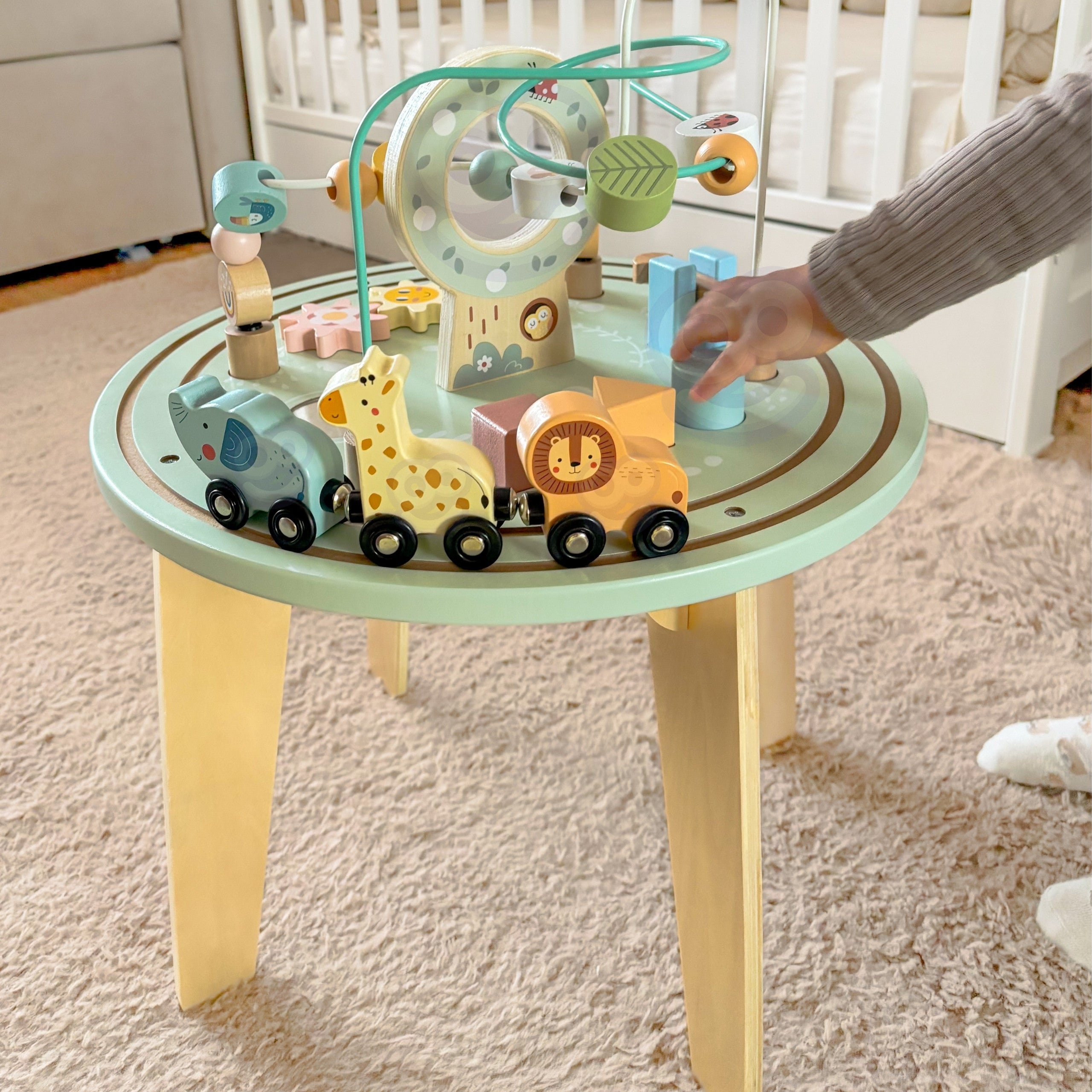 TOOKY TOY Drewniany Stół Aktywności Montessori Pętla Motoryczna