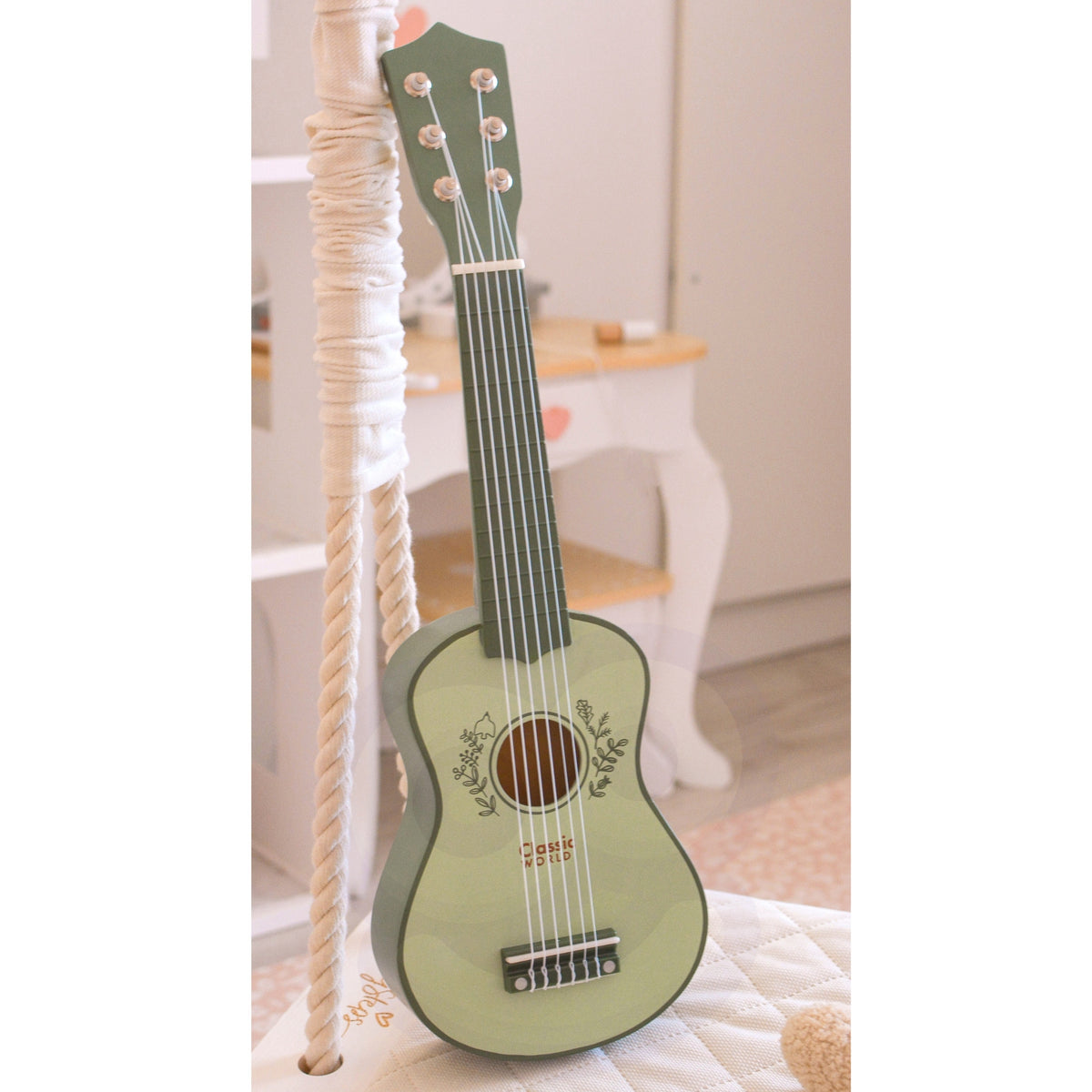 CLASSIC WORLD Drewniana Gitara dla Dzieci Vintage Instrument Muzyczny 3+