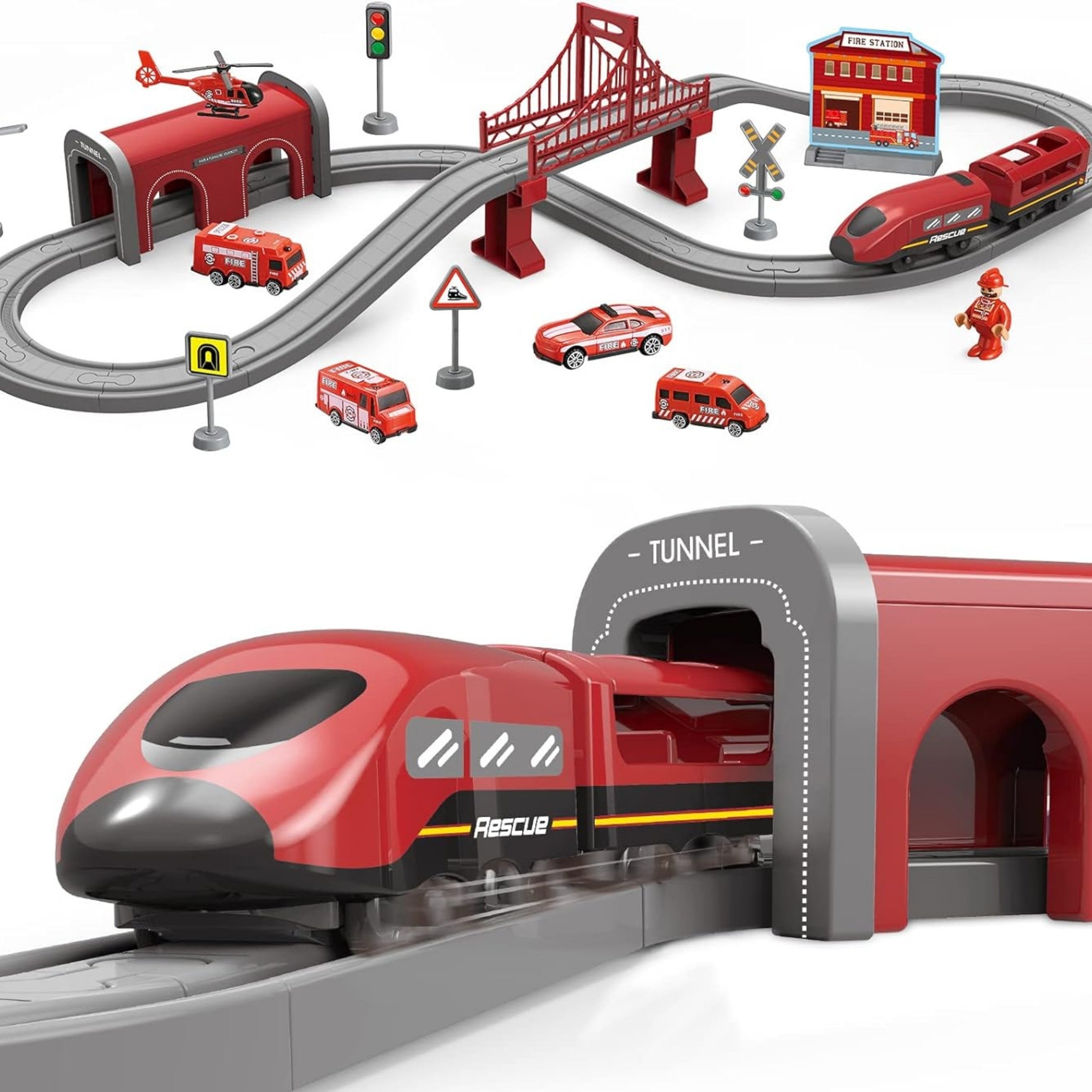WOOPIE Zestaw Kolejka Elektryczna Pendolino Straż Pożarna 66el.