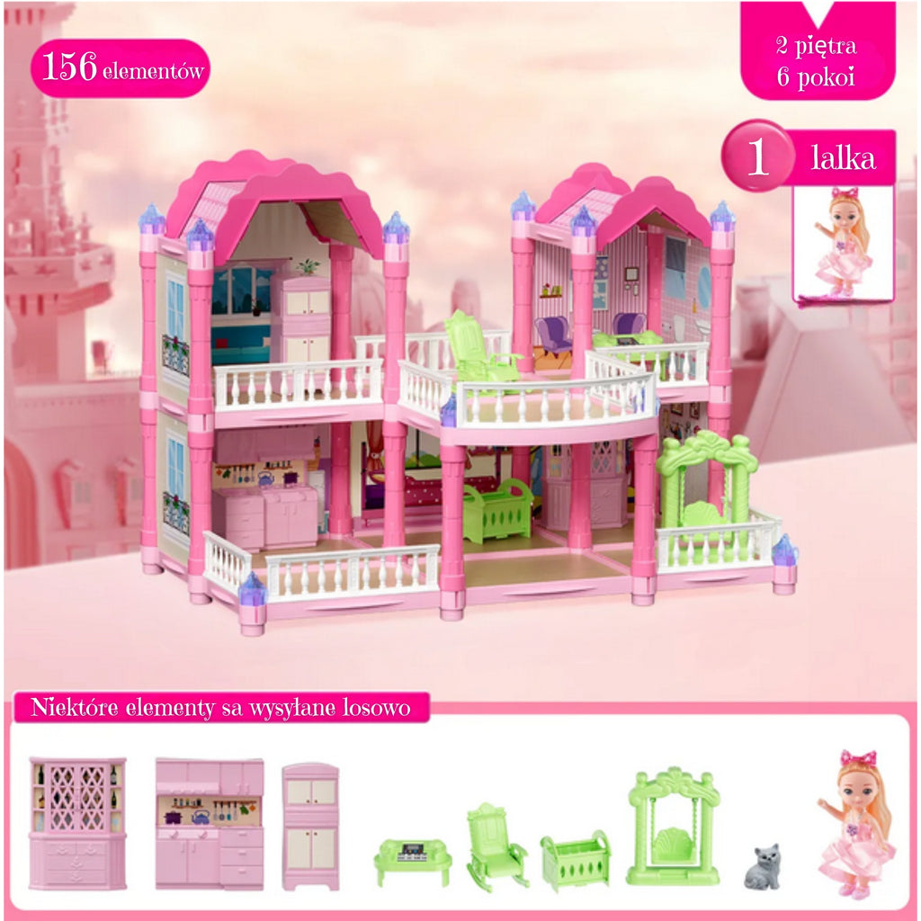 WOOPIE Domek Dla Lalek Willa Ogrodowa 156el.