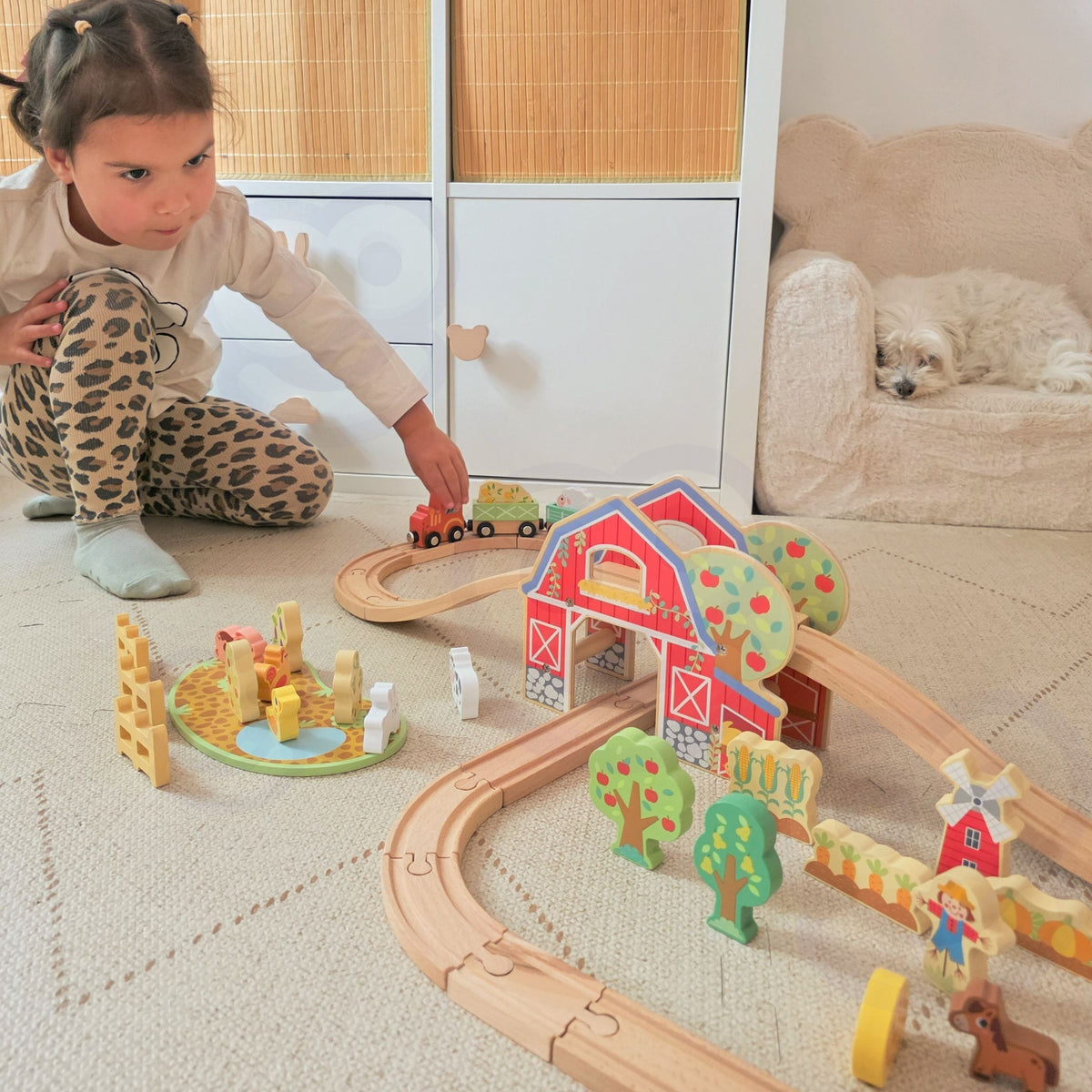TOOKY TOY Drewniana Kolejka Farma Zestaw 48 el.