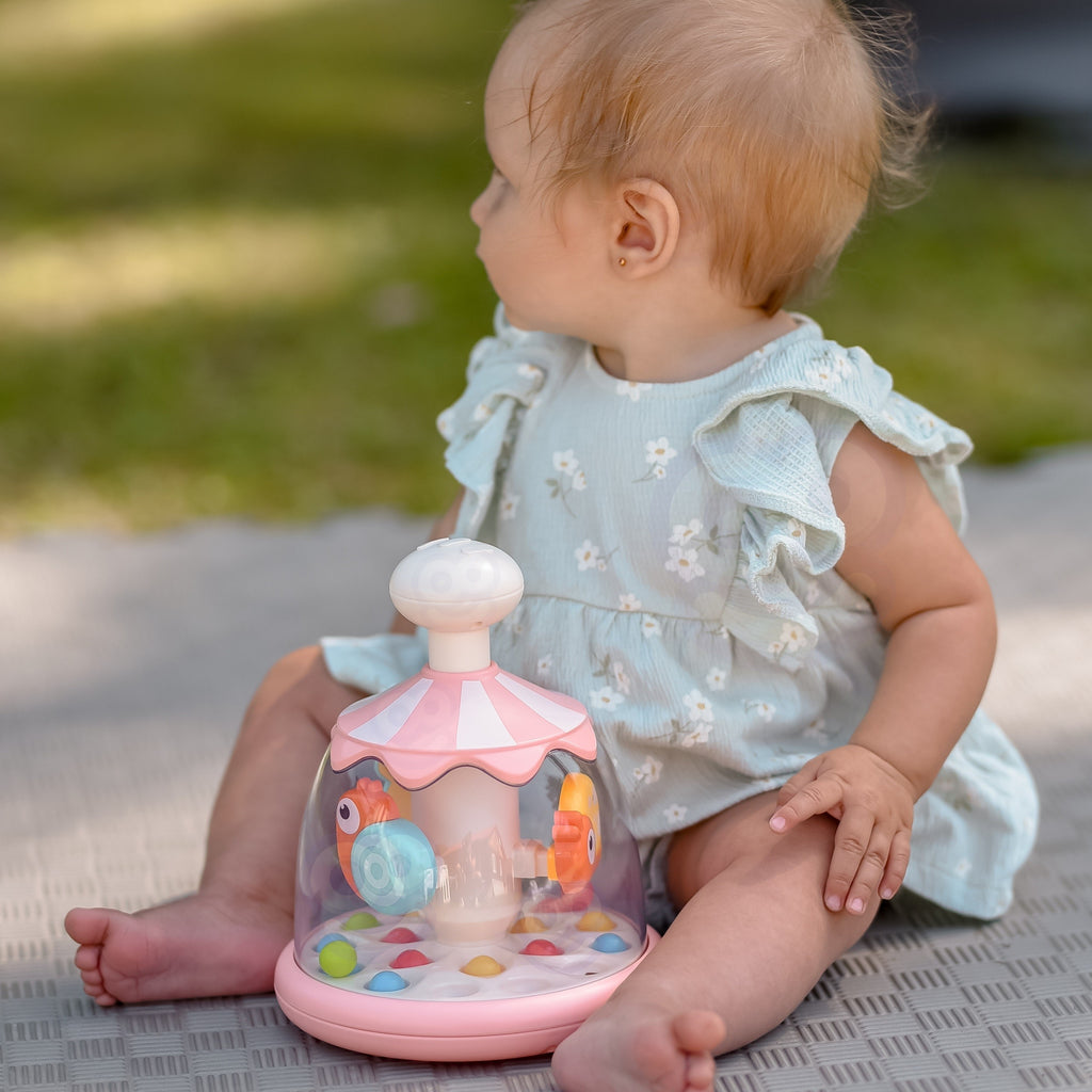 WOOPIE BABY Kolorowe Zwierzątka Różowy Bączek z Kulkami Karuzela