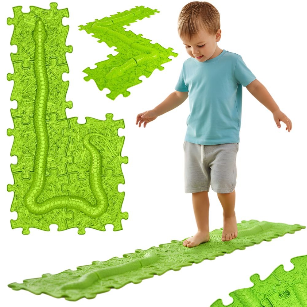 WOOPIE Mata Sensoryczna Ortopedyczna Puzzle Wąż Zielony 6 el.