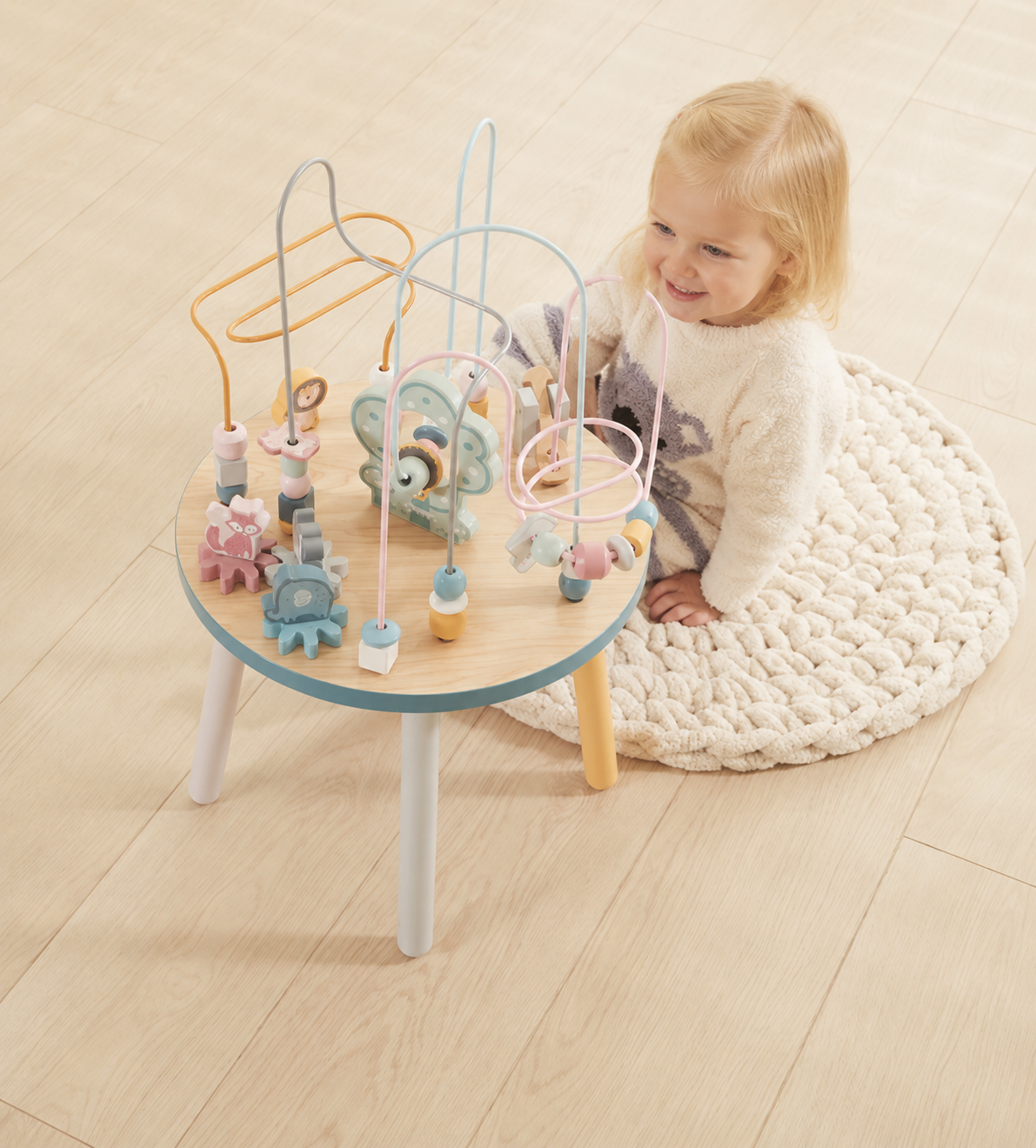 VIGA PolarB Drewniany Stolik Edukacyjny Manipulacyjny Przeplatanka Montessori