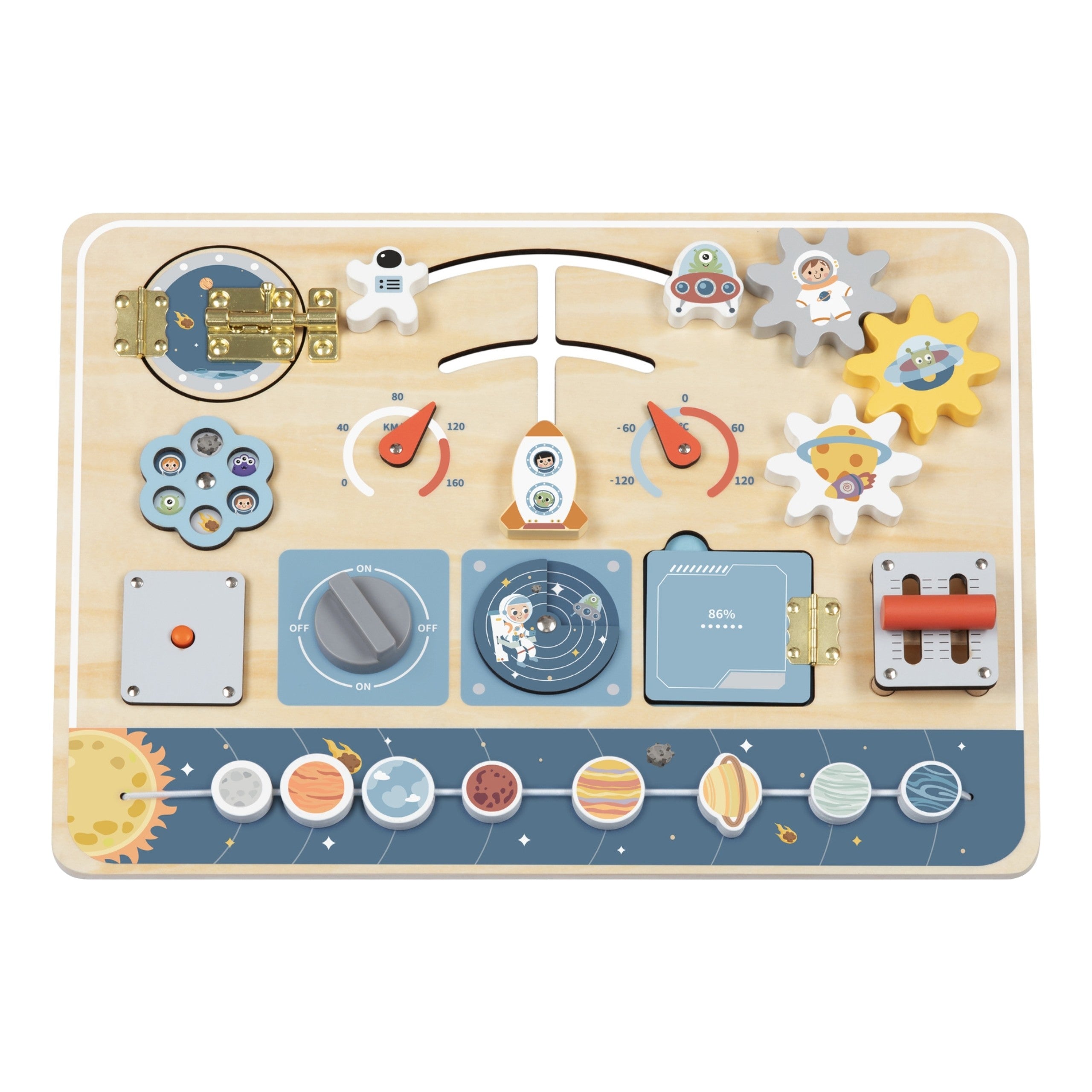 TOOKY TOY Drewniana Tablica Edukacyjna Montessori Astronauta Statek Kosmiczny