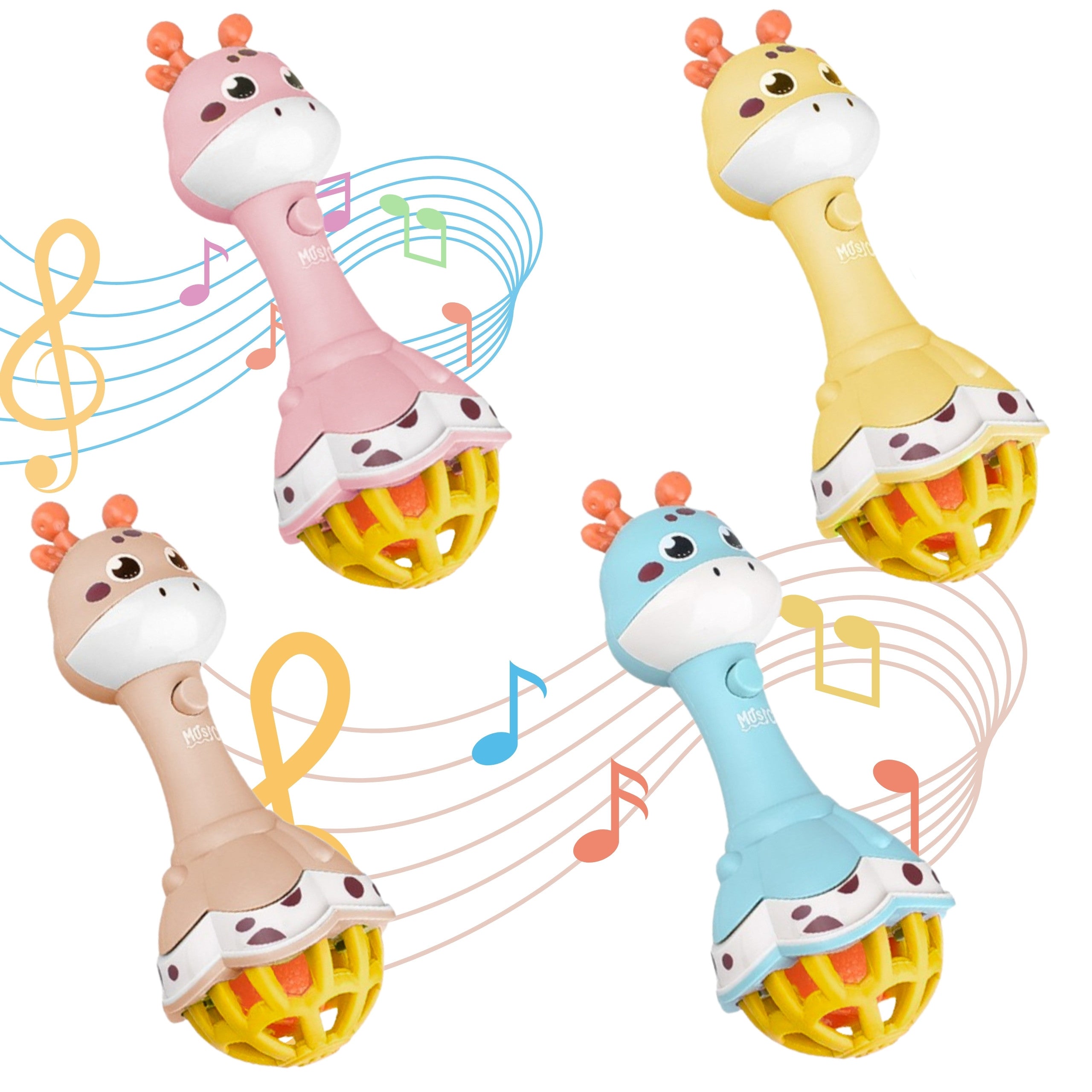 WOOPIE BABY Grzechotka Żyrafka Sensoryczna Gryzak z Muzyką Montessori 1 szt.