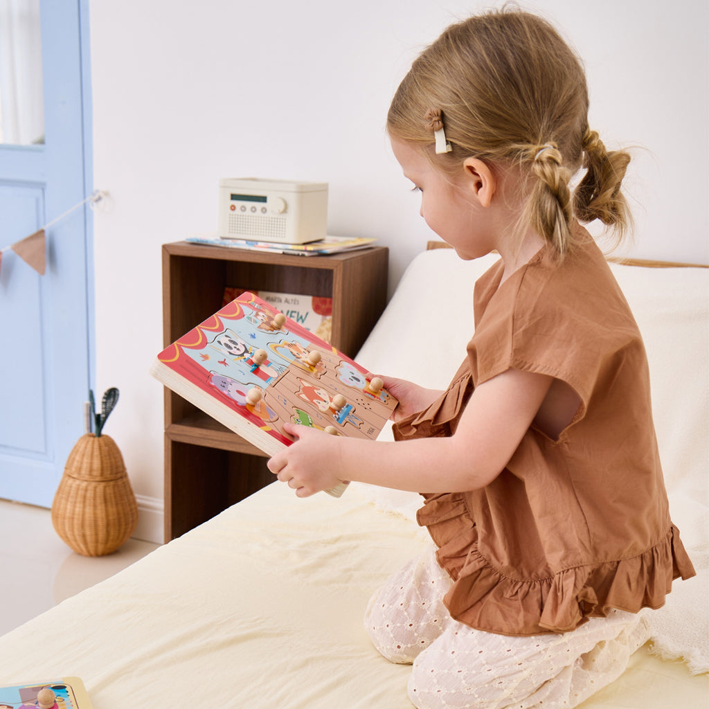VIGA Drewniane Puzzle Dźwiękowe Układanka Zwierzęta Sensoryczna Montessori