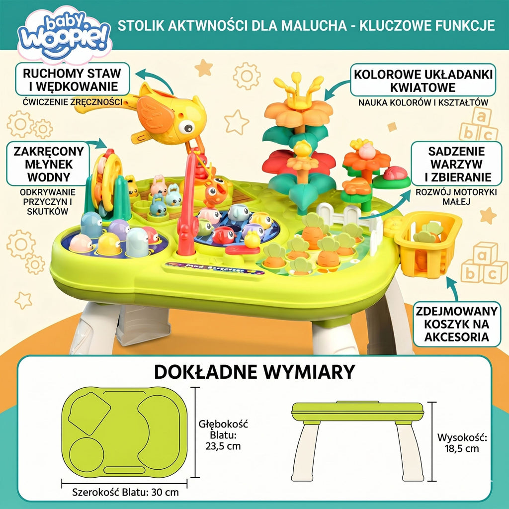 WOOPIE BABY Interaktywny Multistolik Edukacyjny 8w1 Montessori