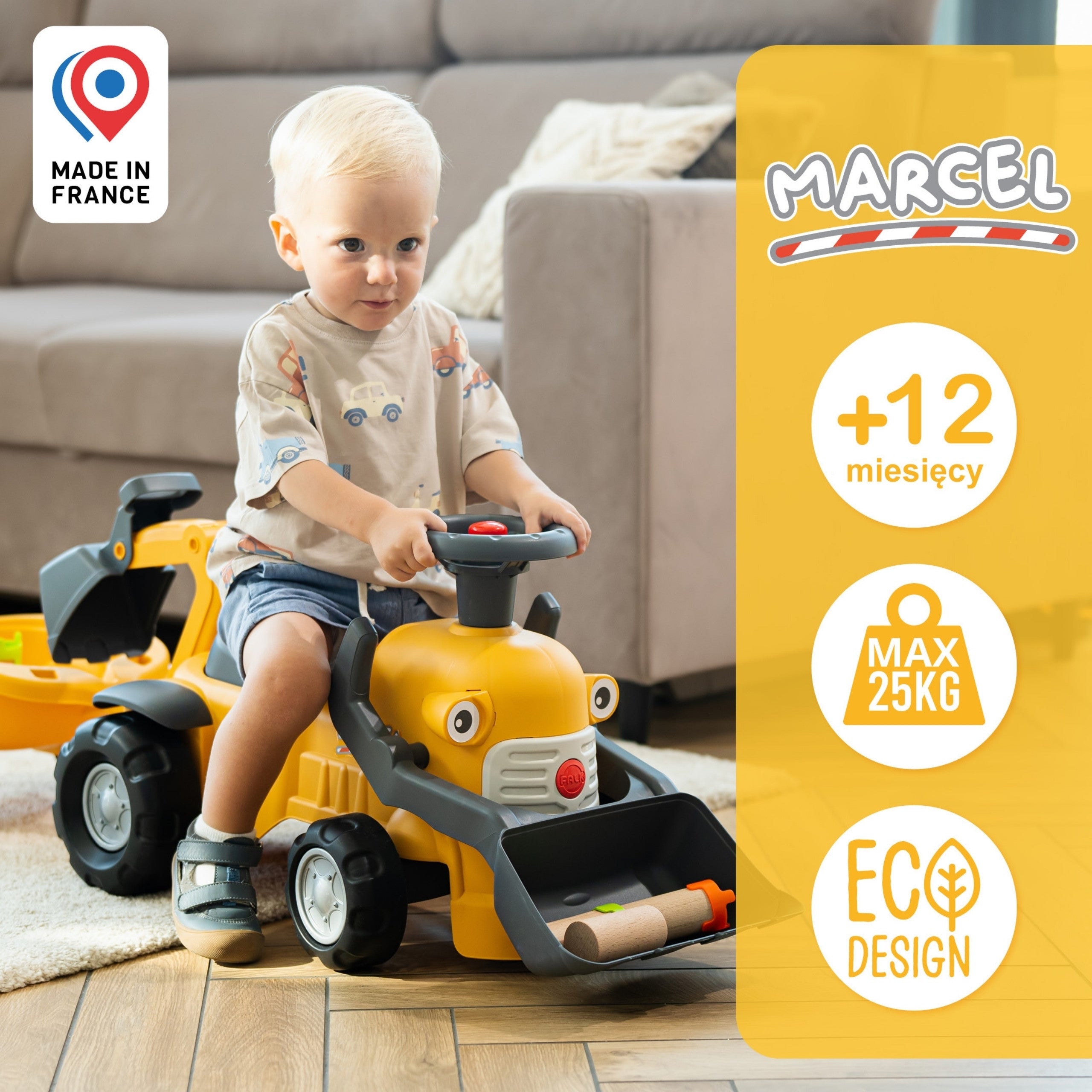 FALK Chodzik Jeździk Koparka Marcel z Przyczepką