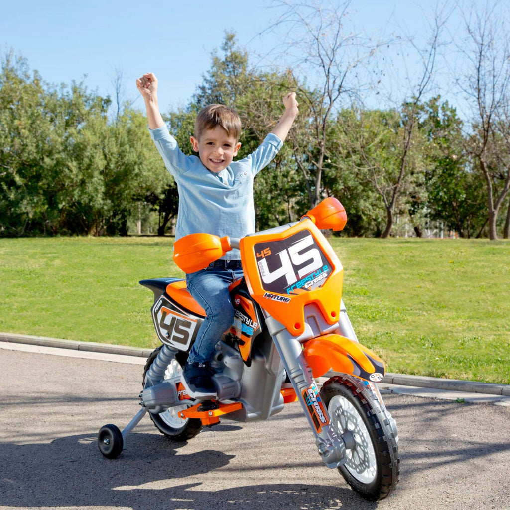 FEBER Motocykl Cross Pomarańczowy na Akumulator 6V dla Dzieci