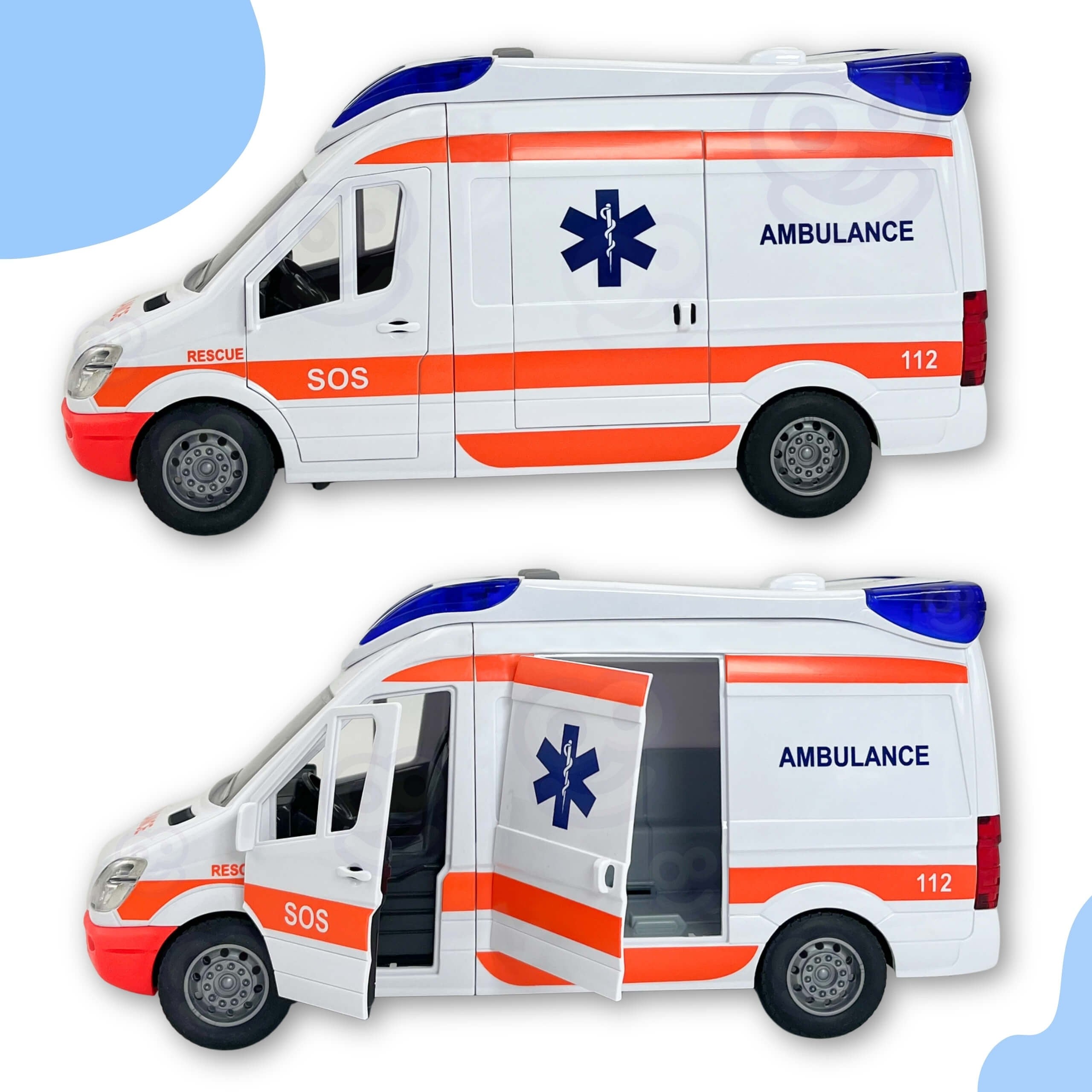 WOOPIE Pogotowie Karetka Ambulans Nosze w Zestawie + Sygnały Dźwiękowe I Świetlne