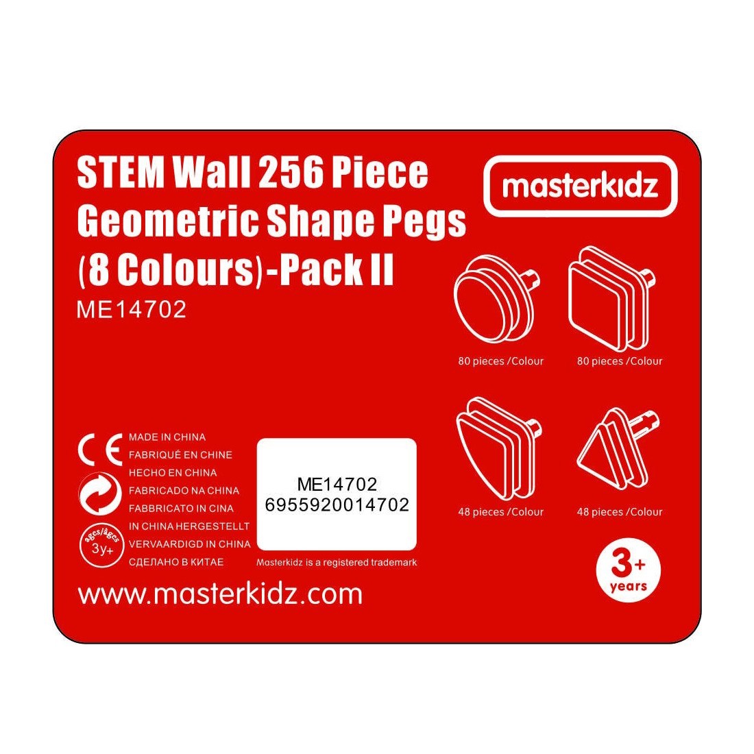 MASTERKIDZ Zestaw Kołeczki w kształcie figur geometrycznych 64szt do tablic STEM