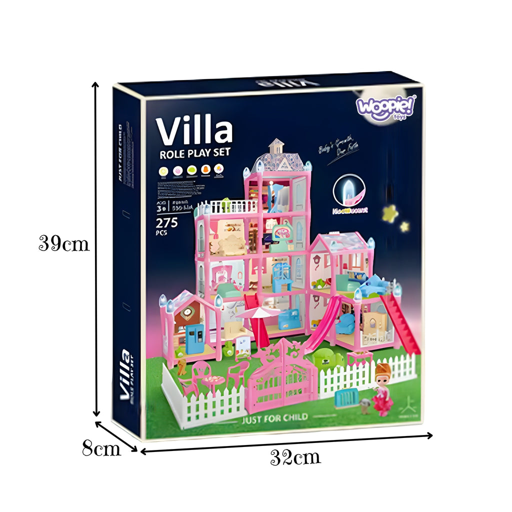 WOOPIE Domek dla Lalek Villa z Akcesoriami i Lalką Podświetlany 275el.