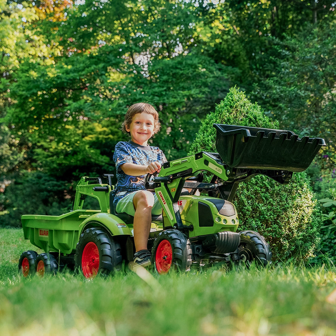FALK Traktor na Pedały Claas Axos 330 z Koparką i Przyczepą 3-7 lat