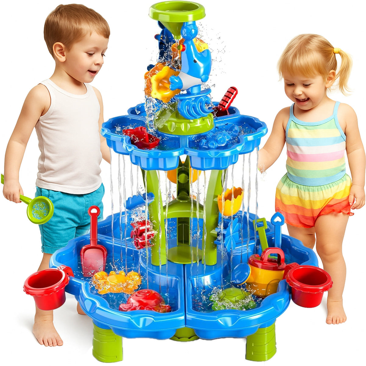 WOOPIE Stolik Wodny 2w1 Piaskownica Fontanna XXL Aquapark z Delfinem