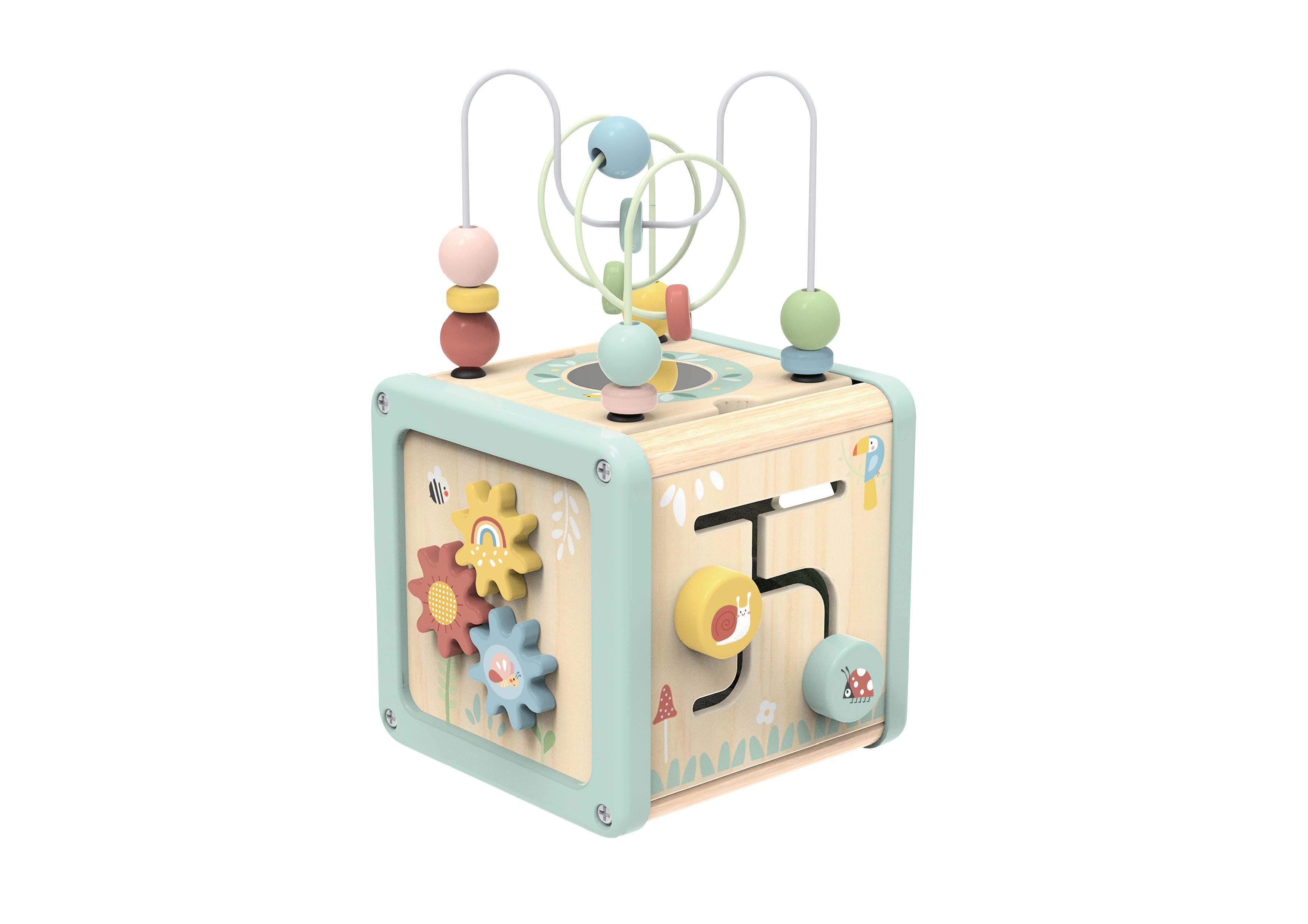 WOOPIE GREEN Drewniana Kostka Aktywności Multifunkcyjna Edukacyjna Sorter