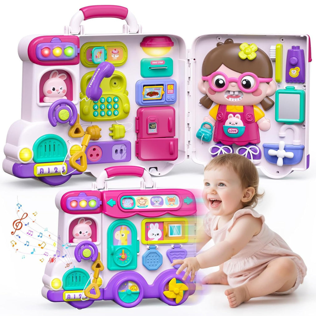 WOOPIE BABY Interaktywna Tablica Manipulacyjna Busy Car Walizka 3w1 Dźwięk Światło