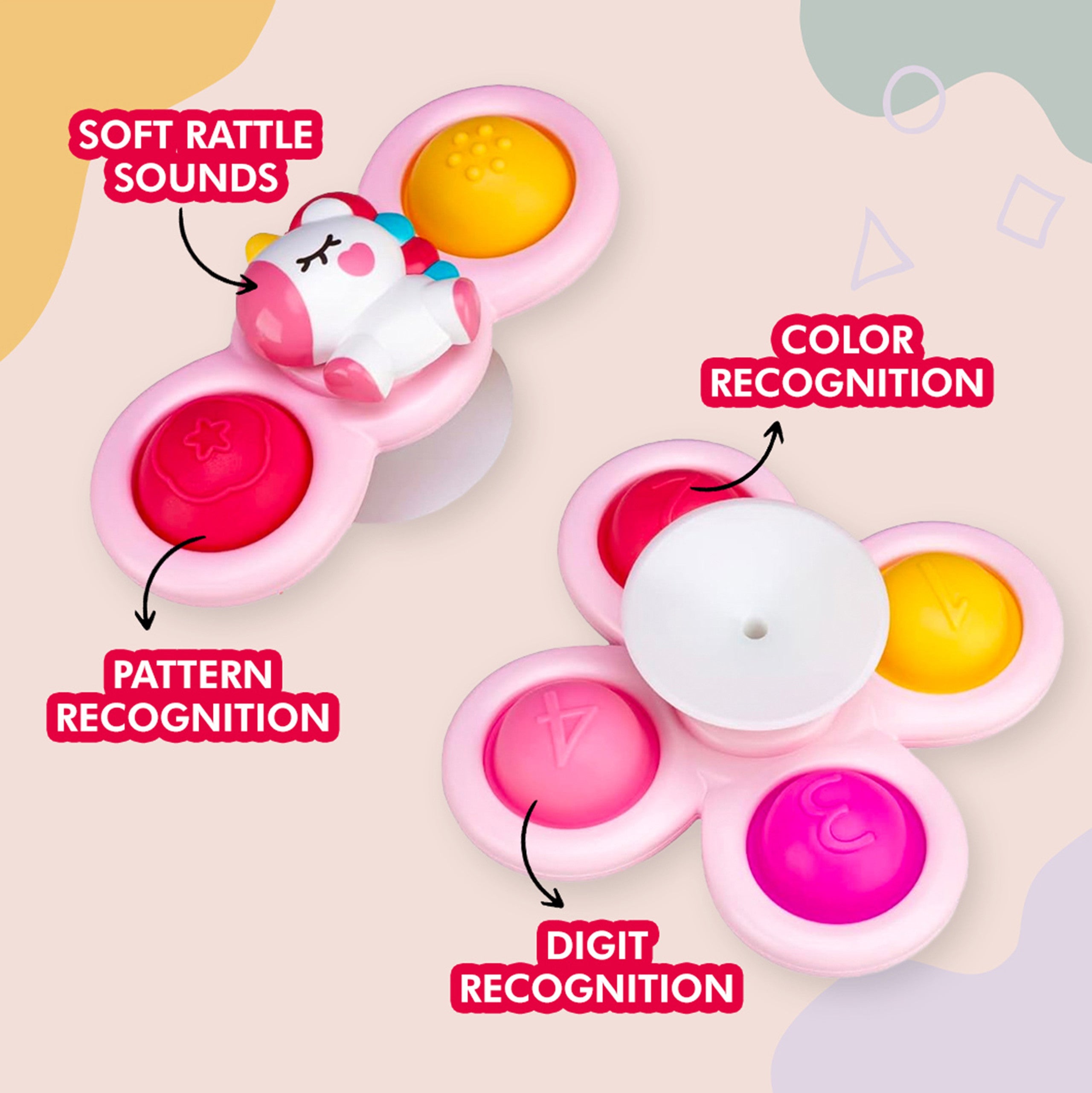 WOOPIE BABY Kosmiczny Spinner Pop-it  Zabawka Sensoryczna  Wymienne 3 szt Różowy.