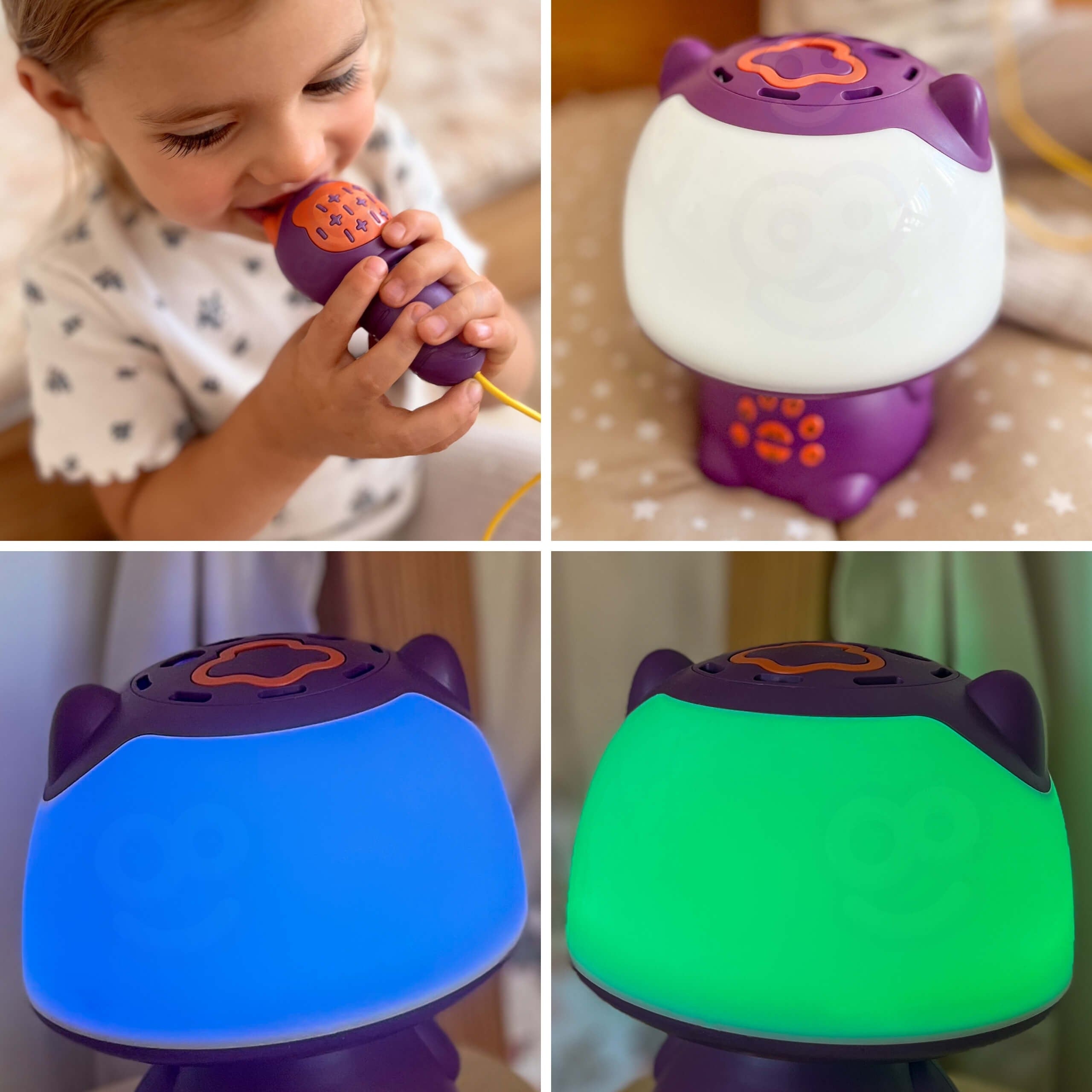 WOOPIE Multifunkcyjna Lampka RGB Głośnik Bluetooth Karaoke Modulator Głosu Karta SD AUX Fioletowa