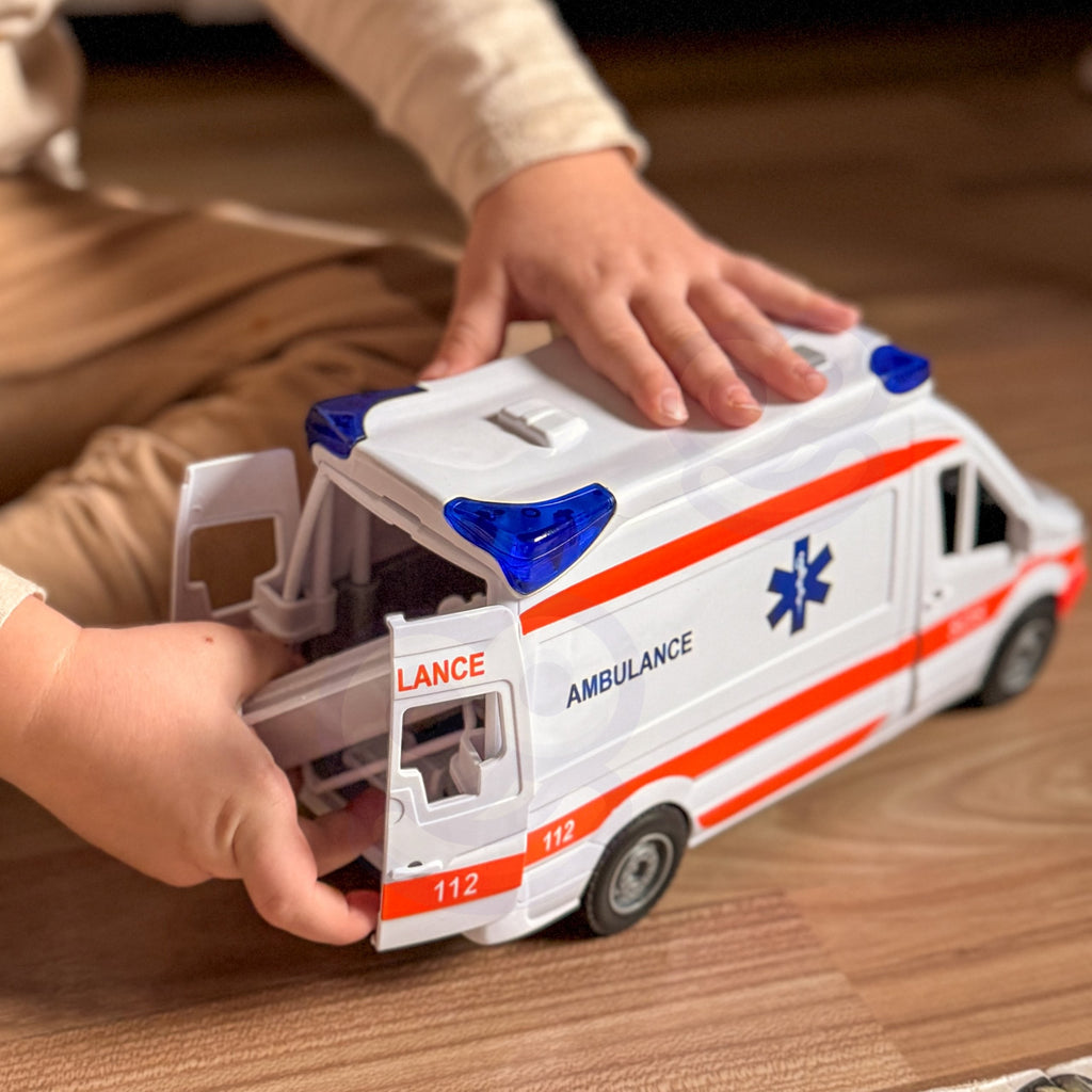 WOOPIE Pogotowie Karetka Ambulans Nosze w Zestawie + Sygnały Dźwiękowe I Świetlne