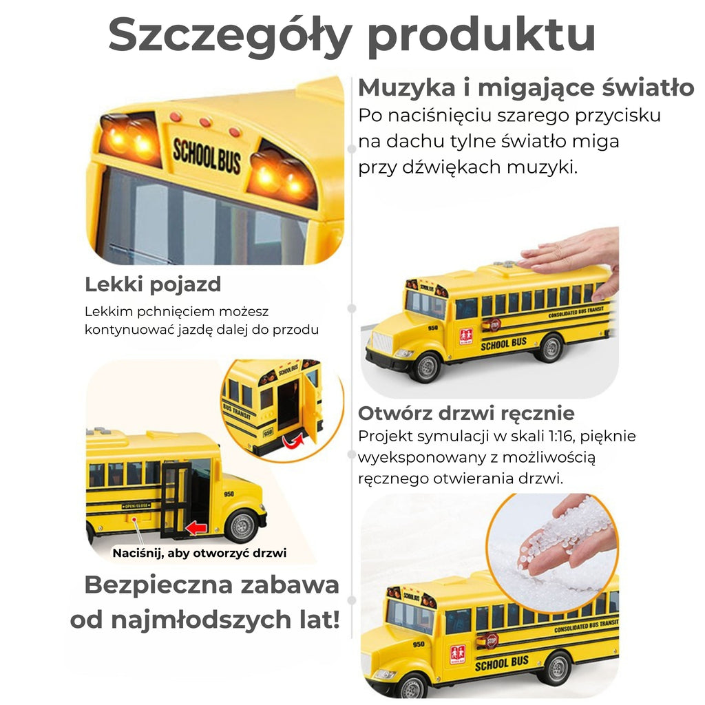 WOOPIE  Interaktywny Autobus Szkolny Elektryczny 1:20 Światło Dźwięk Prezent