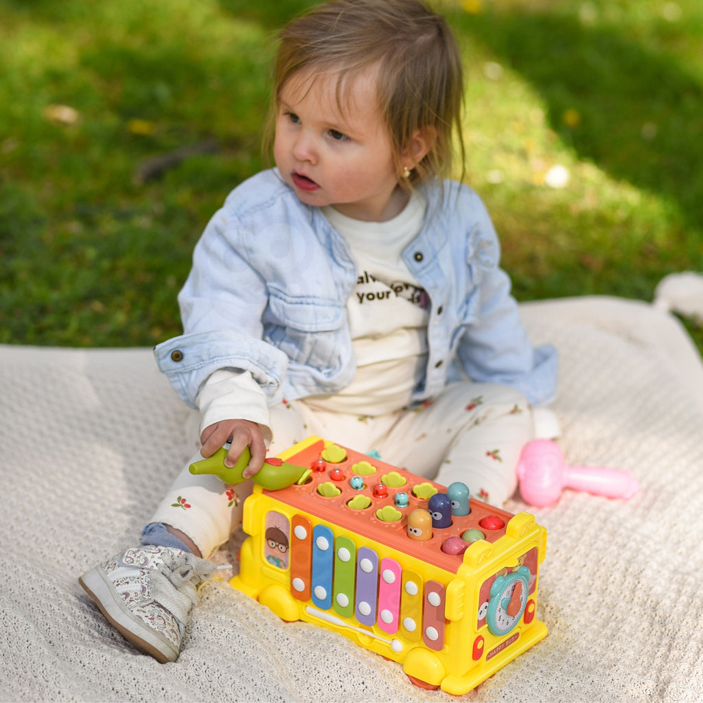 WOOPIE BABY Interaktywny Autobus Montessori Edukacyjny 6w1 Młoteczek Cymbałki +18 m
